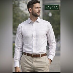 Lauren Ralph Lauren pink Black plaid men’s buttons down shirt size 16.5 (34-35)